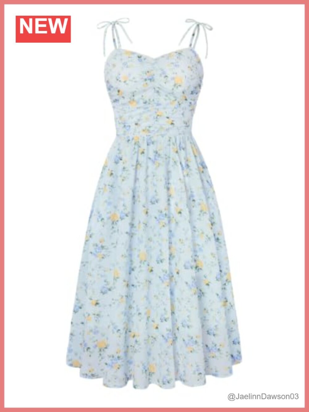 Belle Poque Spaghetti Strap Floral Midi Sundress Ruched A-Line